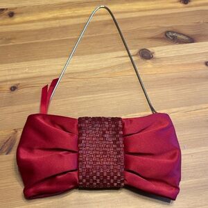 Banana Republic Elegant Red Clutch Bow Bag